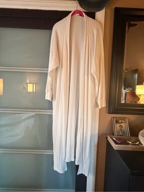 Rachel pally Lightweight white Longline Ribbed Cardigan
